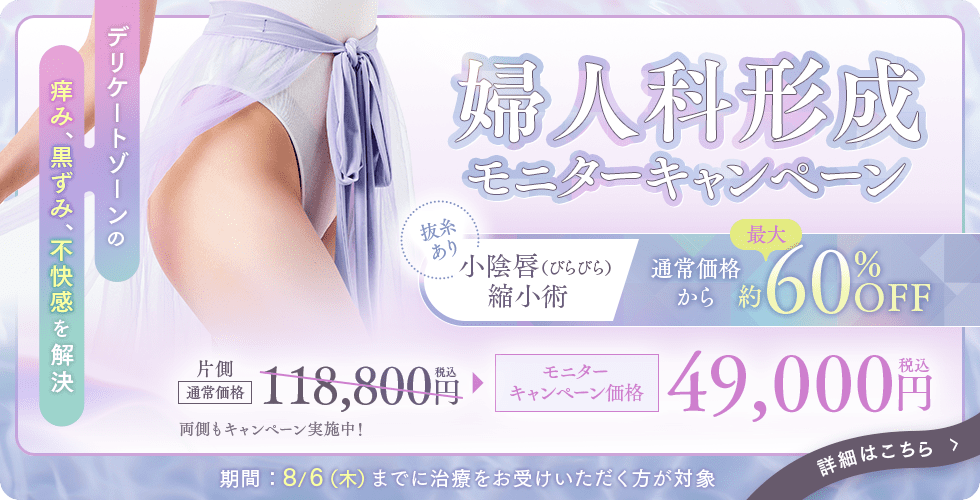 婦人科形成（小陰唇縮小術／抜糸あり）最大約60％OFFモニターキャンペーン