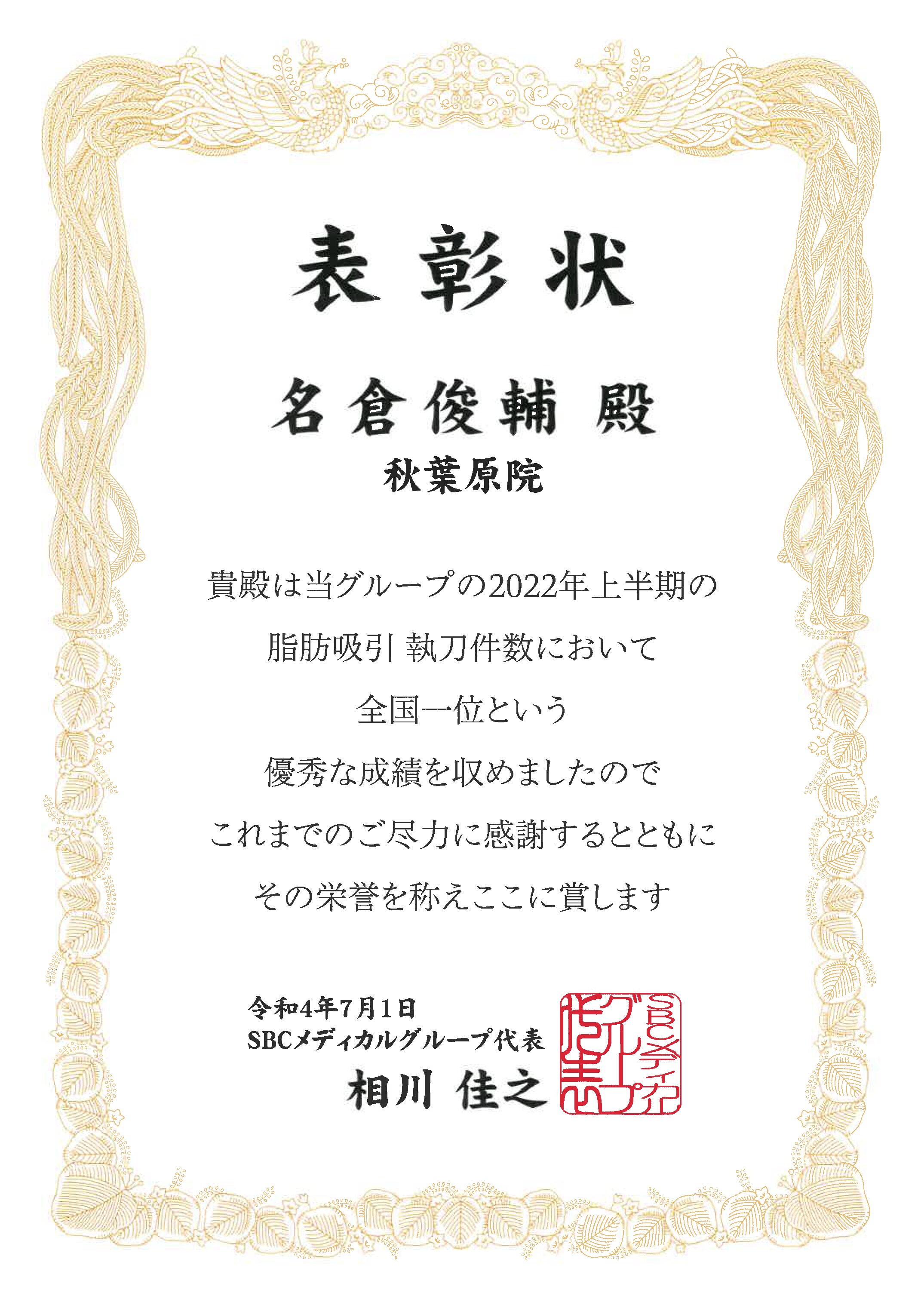 脂肪吸引の執刀数・指名数No.1