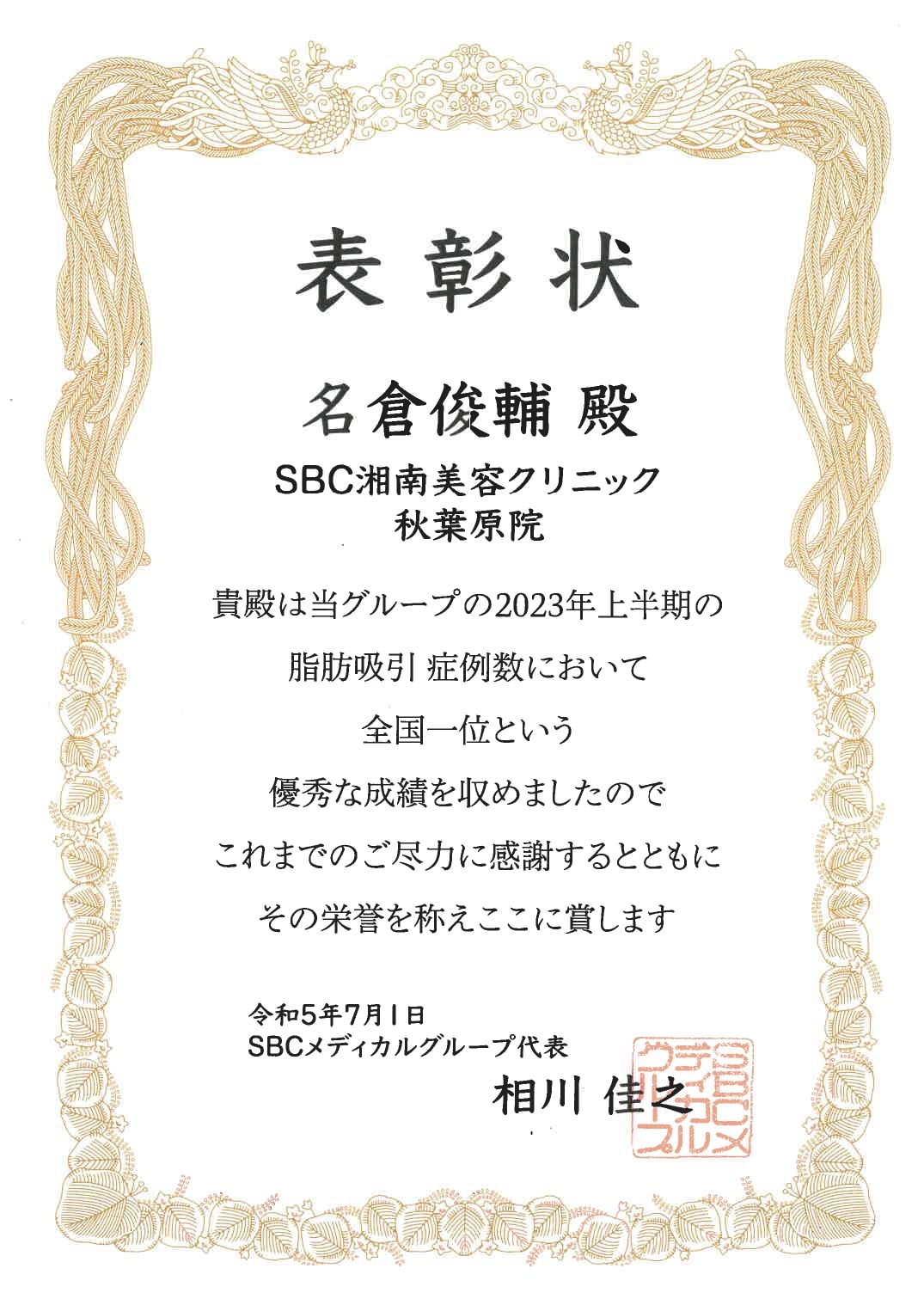 脂肪吸引の症例数No.1